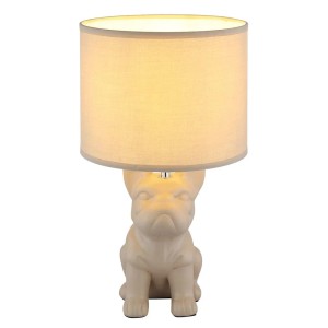 Lampada da tavolo DOGO con paralume cucciolo di cane ceramica sabbia