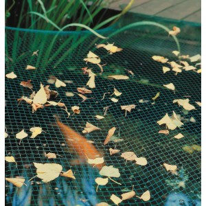 Rete verde per laghetto 5x4 m sopra laghetto con foglie, inclusi ancoraggi per la protezione dallo sporco.