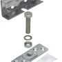 Kit di montaggio Hettich TopLine 3plus per porta scorrevole fino a 40 kg, acciaio zincato, composto da elemento di scorrimento, vite e piastra di montaggio.