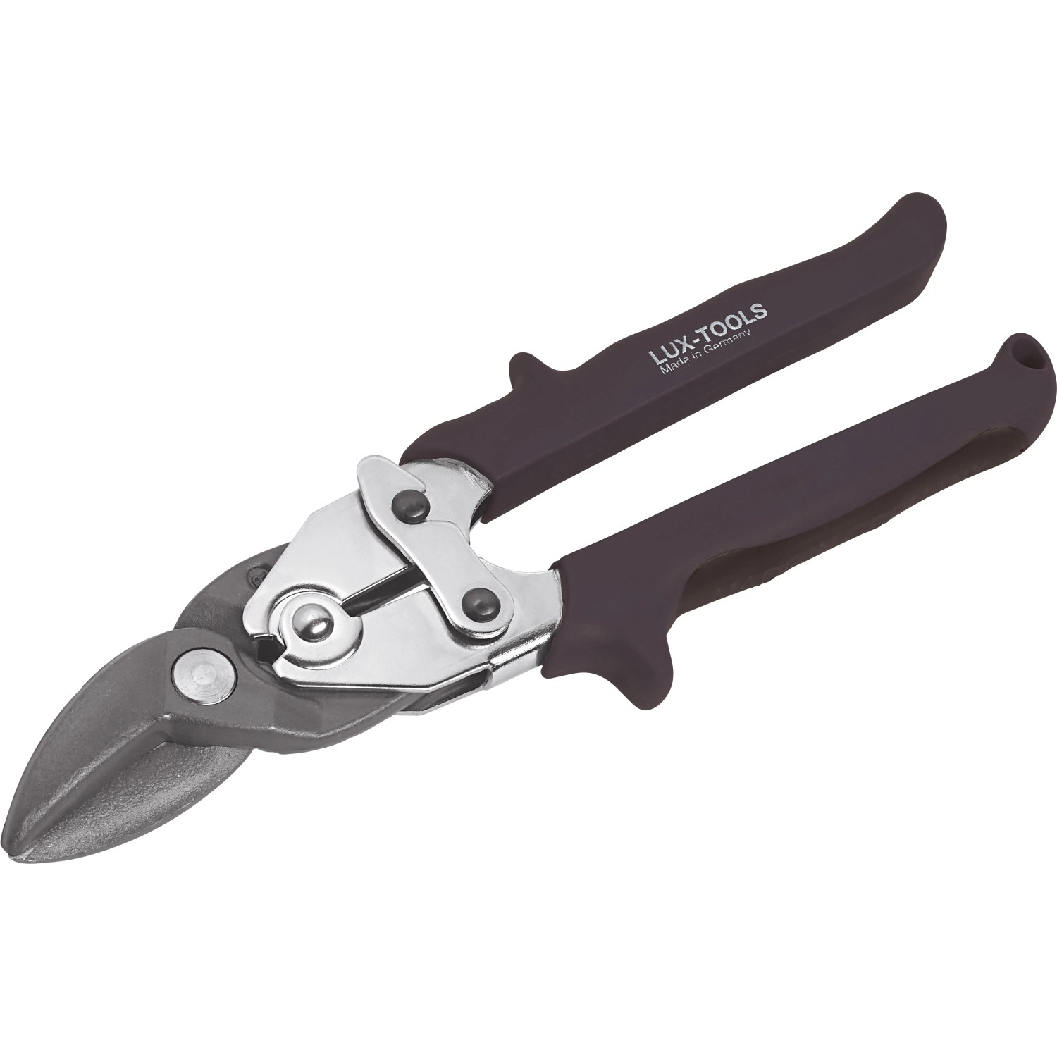 Cesoia per lamiera LUX a taglio destro, 250 mm, con manici ergonomici per un taglio confortevole.
