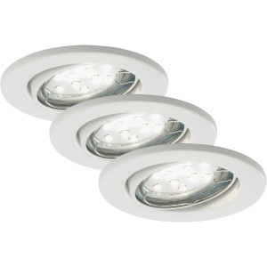 Set da 3 faretti da incasso a LED Briloner orientabili, metallo, bianco. Luce bianca calda.