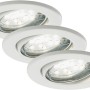 Set da 3 faretti da incasso a LED Briloner orientabili, metallo, bianco. Luce bianca calda.