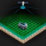 Robot tagliaerba t.b.t. con connessione satellitare su prato.