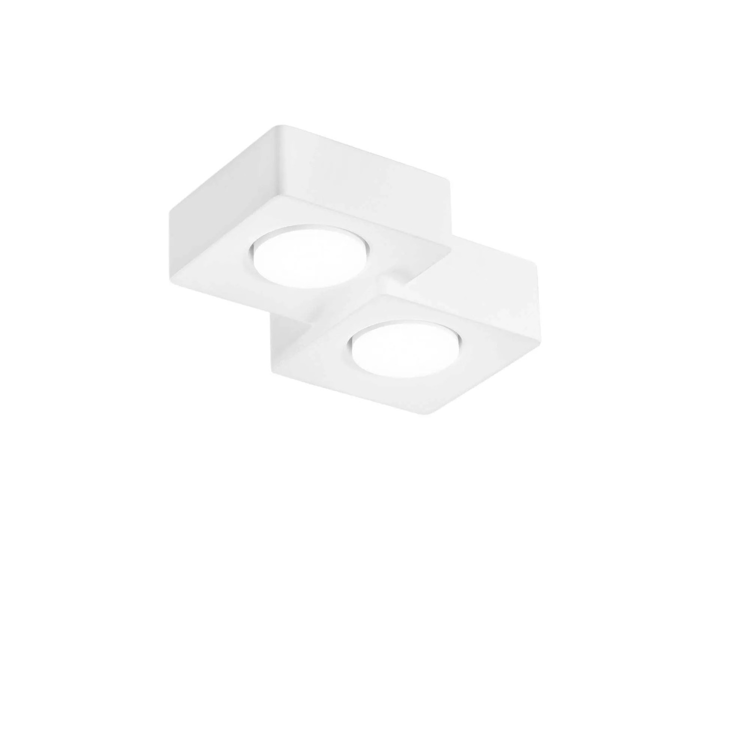 Plafoniera Athen quadrata doppia in gesso verniciabile 26x20x6,3 cm bianco
