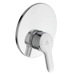 Miscelatore doccia t.b.t. cromato con design rotondo.