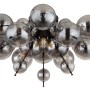 Plafoniera moderna con sfere di vetro grigio come elementi di design.