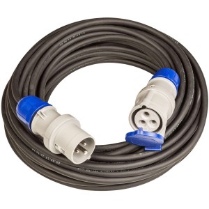 Prolunga t.b.t. nera con spine grigio-blu e avvolgicavo.