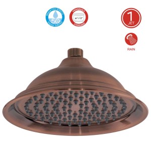 Soffione doccia a soffitto t.b.t. color rame, getto a pioggia.