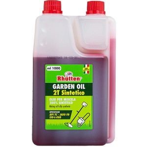 Rhütten Olio da giardino 2T Sintetico, 1 litro, per decespugliatori e bordatrici.
