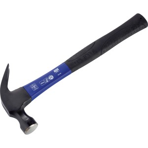 Martello da carpentiere LUX Classic, 330 mm, 450 g, con manico in fibra di vetro blu e impugnatura ergonomica nera.