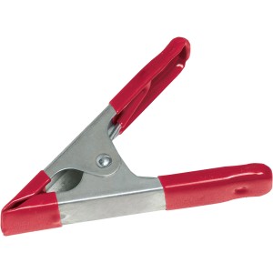 Morsetto a molla in metallo da 100 mm con rivestimento rosso per lavori di serraggio.