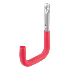 Gancio a muro rivestito in tubo d'acciaio, rosso, per montaggio a parete, portata 40 kg.