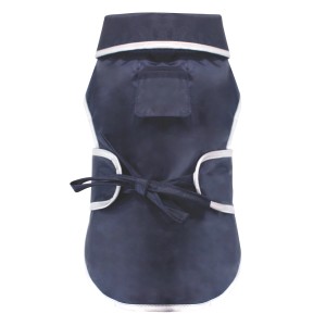 Cappotto blu per cani con bordo bianco e fiocco, Categoria: Abbigliamento per cani.