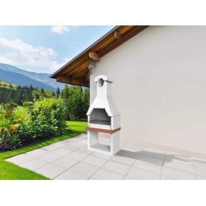 Barbecue in muratura Monza griglia 67 cm 88x58x197 cm rosso e grigio