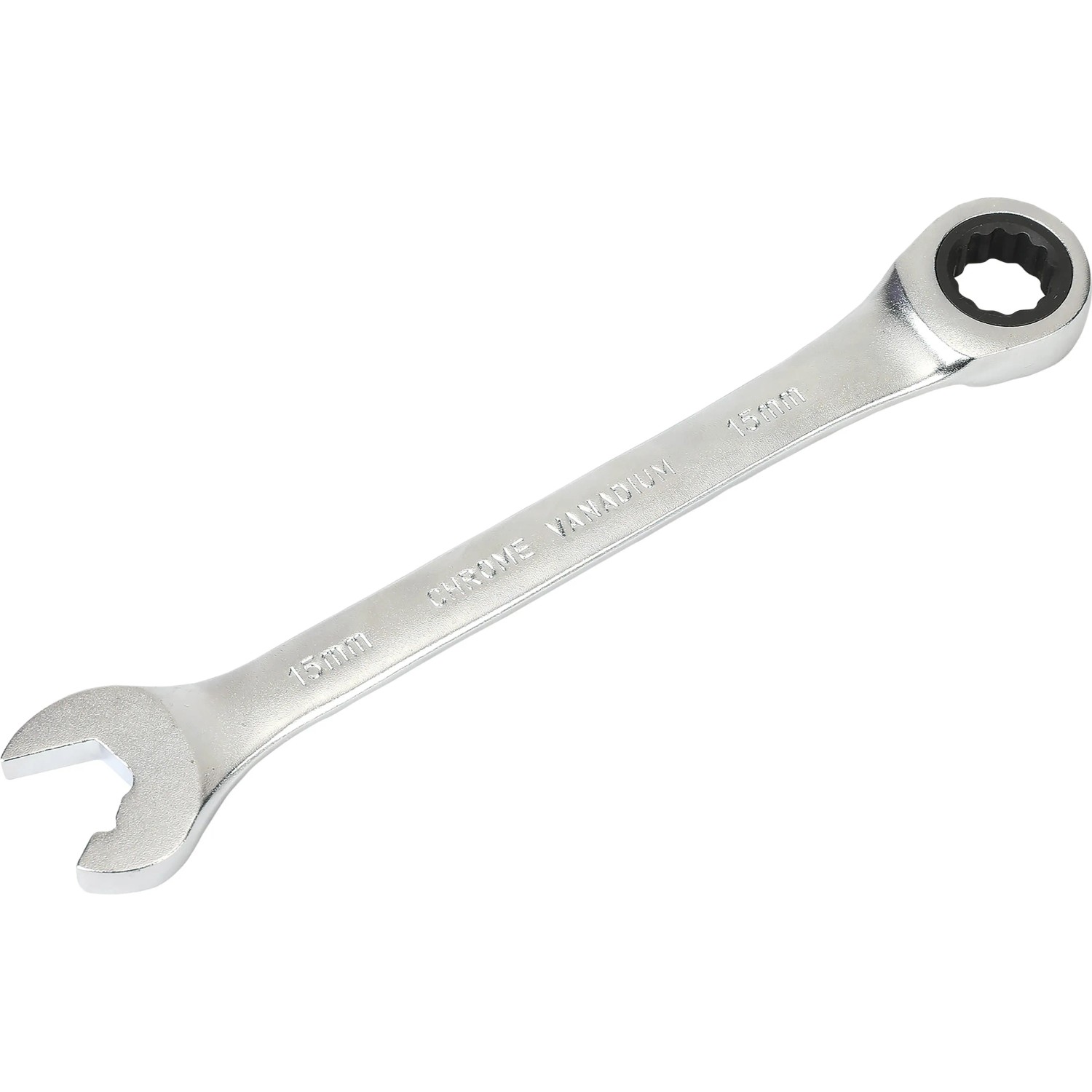 Chiave a cricchetto LUX 15 mm Comfort in acciaio al cromo-vanadio.