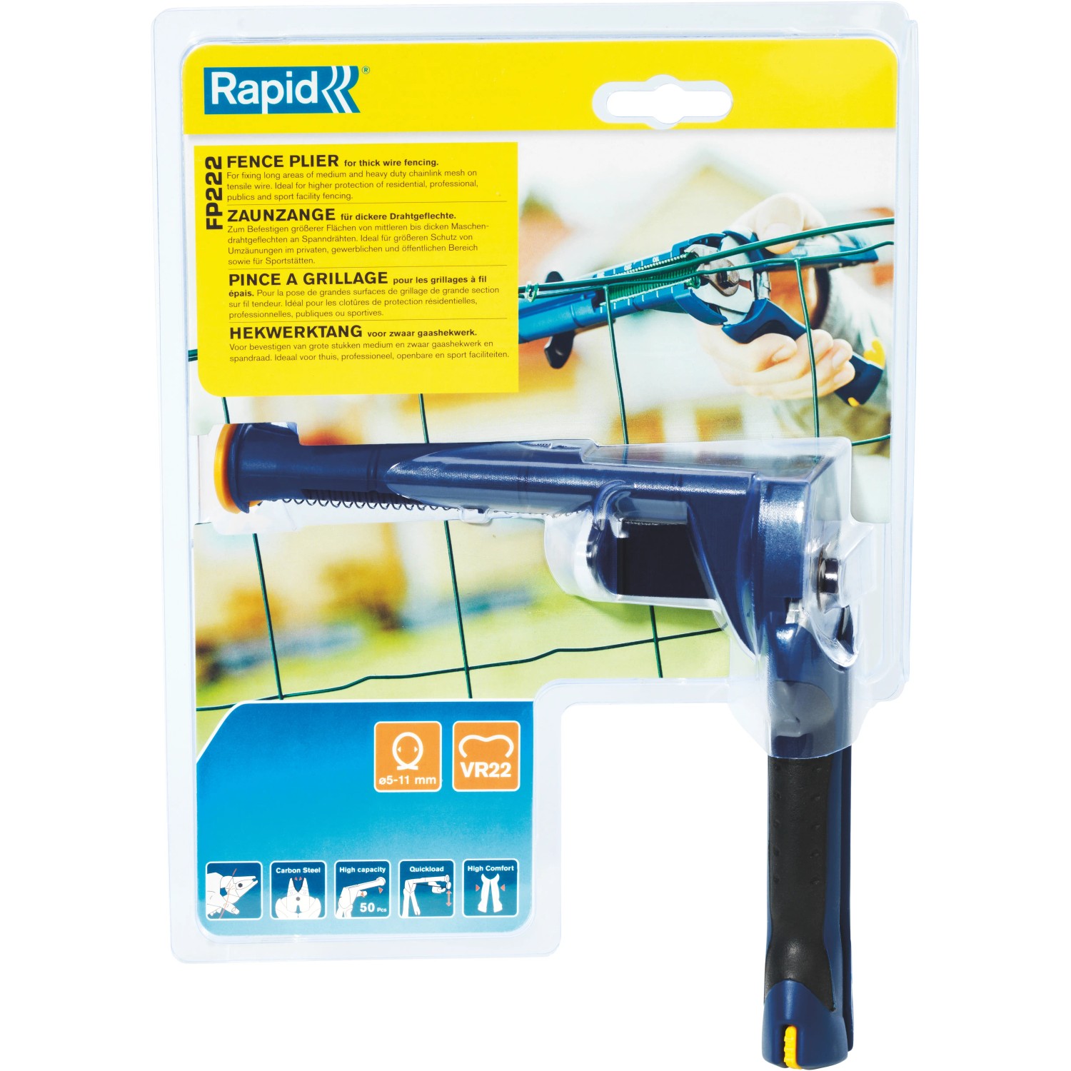 Pinza per recinzione Rapid FP222 in blister, pinza per fissare i fili di tensione.