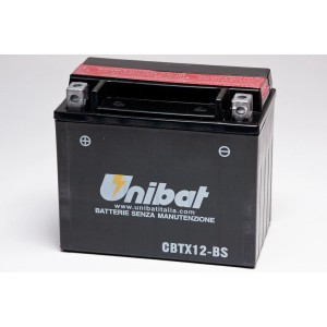 Batteria moto Unibat CBTX12-BS, 12V, per moto e scooter.
