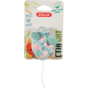 Zolux gioco per gatti topo con erba gatta, motivo blu e rosa.