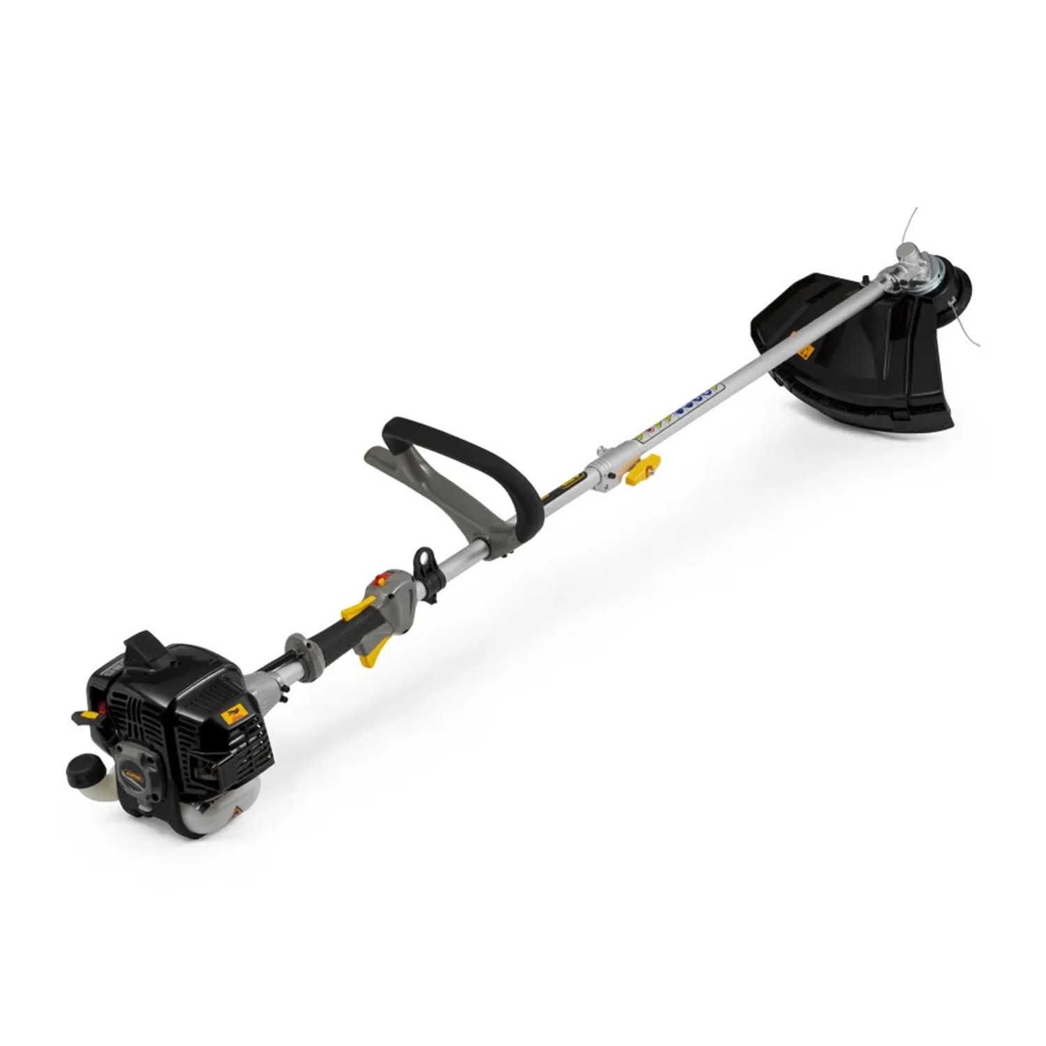 Decespugliatore a benzina Alpina ABR 26 J con imbracatura e albero divisibile.