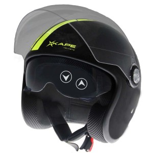 Casco t.b.t., nero con accenti gialli e visiera.