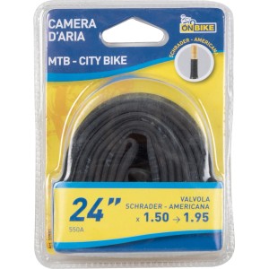 Camera d'aria per bici da 24 pollici con valvola Schrader per MTB e city bike.