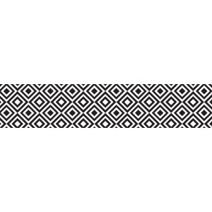 Tappeto da cucina t.b.t. con motivo grafico a rombi in bianco e nero.