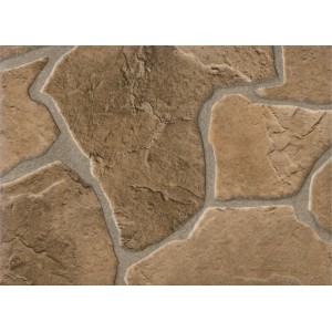 Rivestimento per pavimenti in PVC t.b.t. effetto pietra, marrone e grigio.