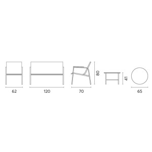 Salotto da giardino in ferro antracite 4 posti