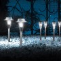 Set da 6 luci solari Globo in acciaio inox e plastica, ideali per decorazione e illuminazione vialetti.
