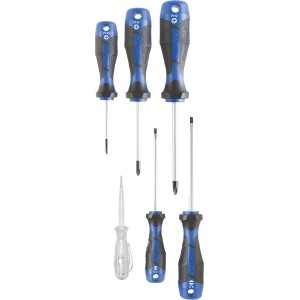 Set cacciaviti LUX Comfort 6 pezzi con cacciaviti a taglio, a croce e tester di tensione.