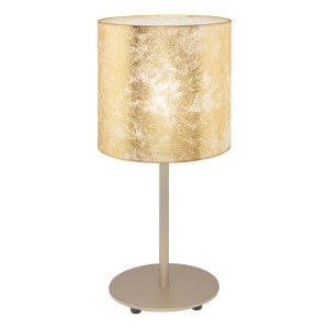 Lampada da tavolo t.b.t. con paralume dorato per luce d'atmosfera.
