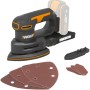 Levigatrice triangolare a batteria Worx WX822.9 Solo 20 V con carta vetrata e batteria. Ideale per levigare angoli e bordi.