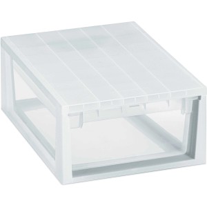 Contenitore/scatola portaoggetti t.b.t. bianco in plastica, ideale per l'organizzazione domestica.