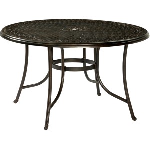 Tavolo da giardino rotondo nero OBI Outdoor Living Mansura, 100x100 cm, con telaio in acciaio.