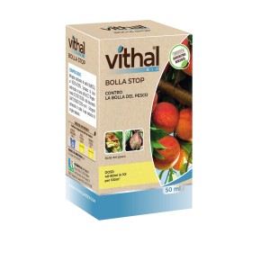 Confezione di Vithal Bolla Stop, un fungicida per piante ornamentali contro la bolla del pesco.