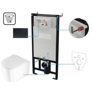 Set WC murale Genio 6 in 1 bianco - nero