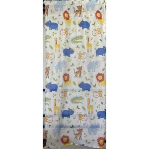 t.b.t. Tenda in tessuto con motivi animali (elefante, leone, ippopotamo, ecc.) per la cameretta dei bambini.
