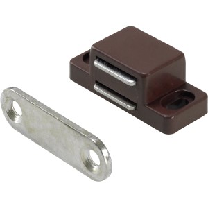 Chiusura magnetica marrone con controparte in metallo per mobili. Adatto per mobili OBI.