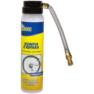 Spray riparazione pneumatici bici per riparazioni rapide. Riparazione pneumatici in bomboletta.