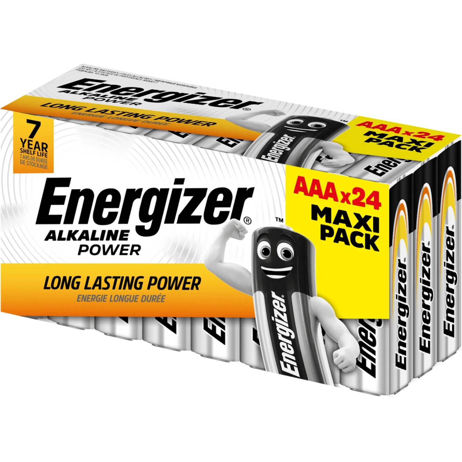 Energizer Alkaline Power AAA batterie, confezione da 24 in scatola di carta.