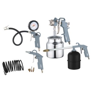 t.b.t. Accessori per compressori: gonfiagomme, pistola a spruzzo, pistola soffiaggio, pistola a spruzzo e tubo a spirale.