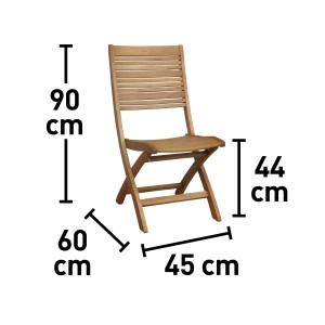 Sedia pieghevole OBI Chelsea in legno di eucalipto oliato, senza braccioli.