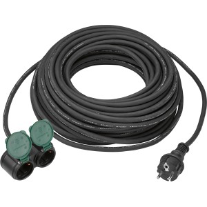Prolunga in gomma nera con spina, 20 m, H07RN-F3G, per uso esterno.