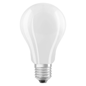 Lampadina LED E27 Osram, forma a bulbo, 17W, luce calda, non dimmerabile.