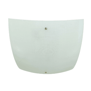 Plafoniera bianca t.b.t. con forma leggermente curva.