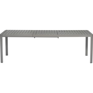 Tavolo da giardino t.b.t. grigio con design a listelli per esterni.