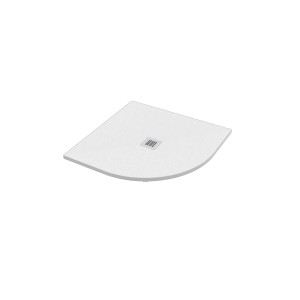 Piatto doccia angolare t.b.t. bianco con quarto di cerchio e scarico.
