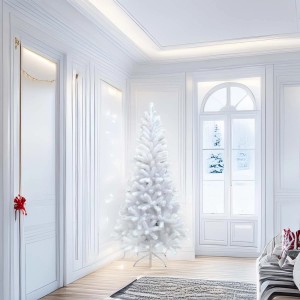 Albero di Natale artificiale in PVC bianco iridescente H 210 x Ø 105 cm
