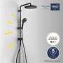 Sistema doccia Grohe Vitalio Start 250 Flex nero con soffione e doccetta per montaggio a parete.