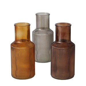 Lanterna decorativa t.b.t. in vetro nei toni del marrone, grigio e ambra.